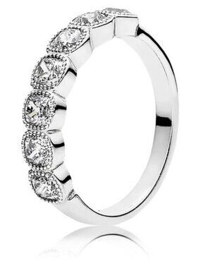 Pandora Alluring Cushion Ring Clear CZ Sterling Silver S925 ALE Size 7 1/2